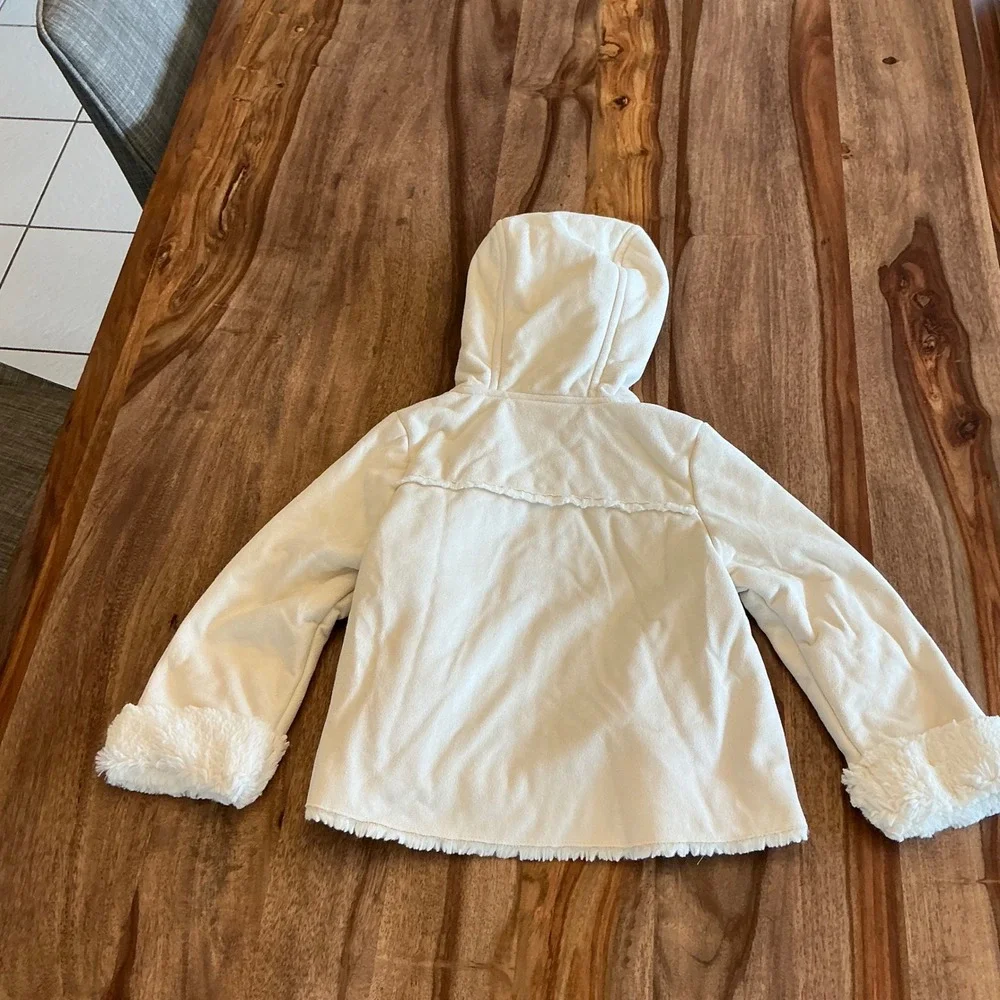 Gymboree Little Girls Faux Fur Trim Hooded Soft Jacket Cream Size‎ 4t